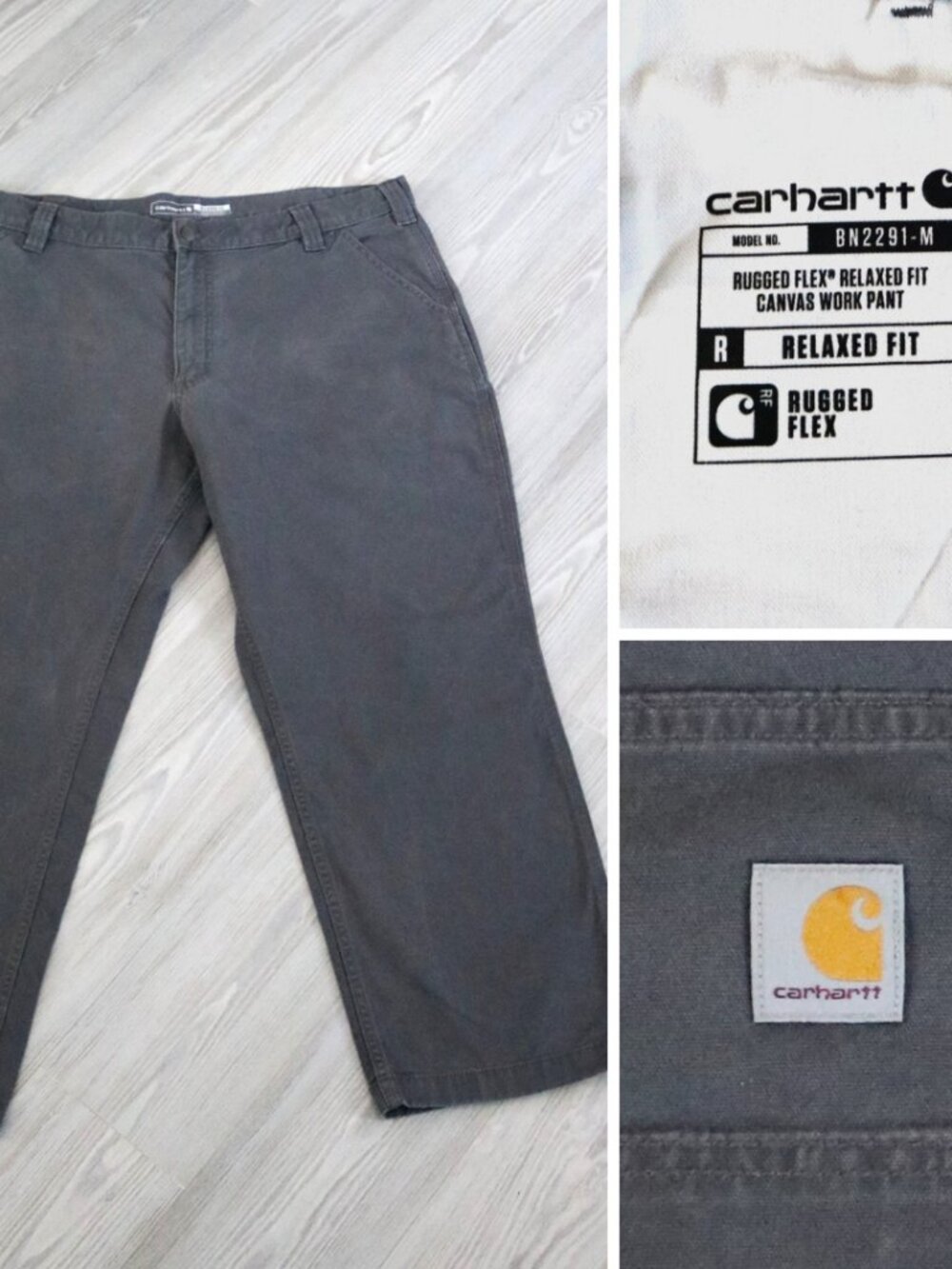 Carhartt Rugged Flex Men's Gray Professional Canvas Work Pants 40 x 28 BN3109